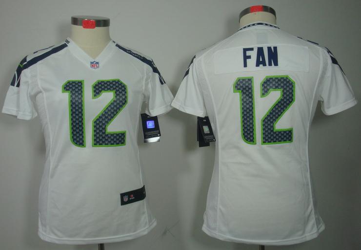 Cheap Women Nike Seattle Seahawks 12# Fan White Game LIMITED NFL Jerseys