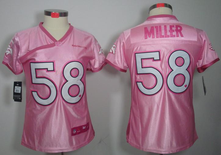 Cheap Women Nike Denver Broncos 58# Von Miller Pink Love NFL Jerseys
