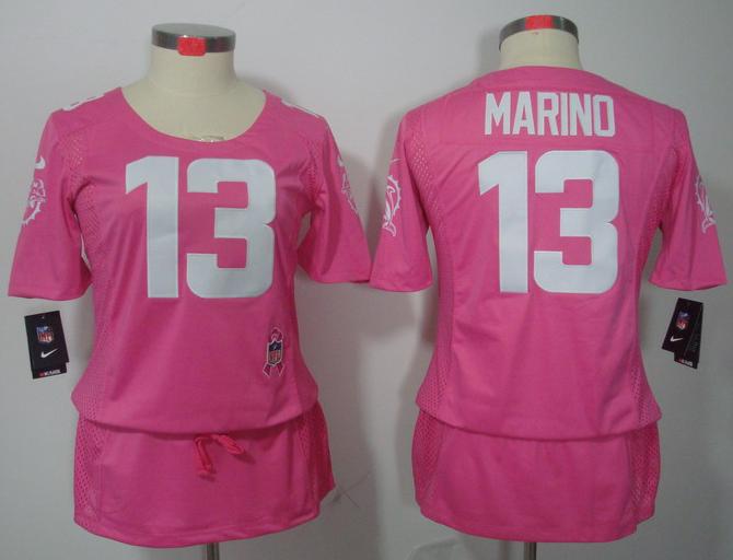 Cheap Women Nike Miami Dolphins 13 Dan Marino Pink Breast Cancer Awareness NFL Jersey