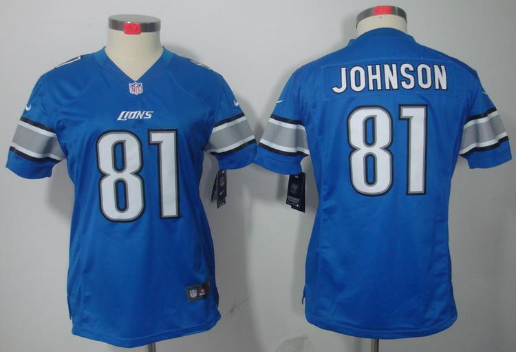 Cheap Women Nike Detroit Lions 81# Calvin Johnson Blue Game LIMITED NFL Jerseys