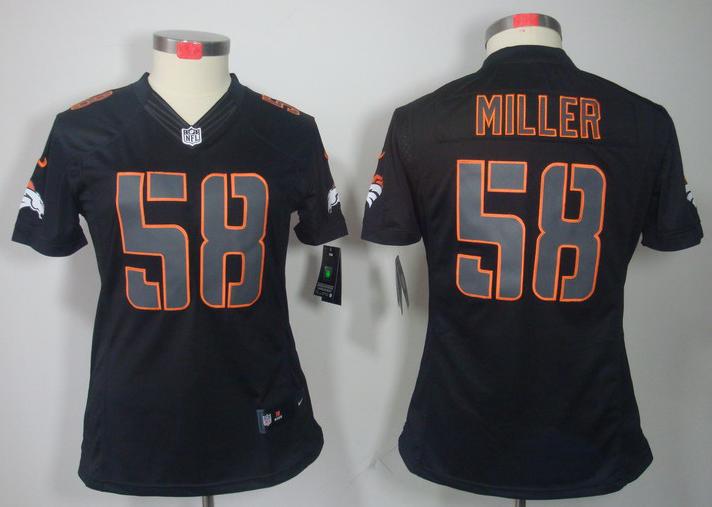 Cheap Women Nike Denver Broncos 58# Von Miller Black Impact Game LIMITED NFL Jerseys