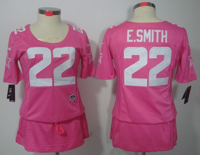 Cheap Women Nike Dallas Cowboys 22 E.SMITH Pink Breast Cancer Awareness NFL Jersey