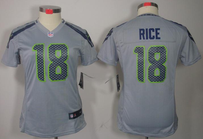 Cheap Women Nike Seattle Seahawks 18# Sidney Rice Grey Game LIMITED NFL Jerseys