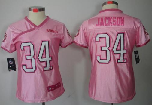 Cheap Women Nike Oakland Raiders 34 Bo.Jackson Pink Love NFL Jerseys