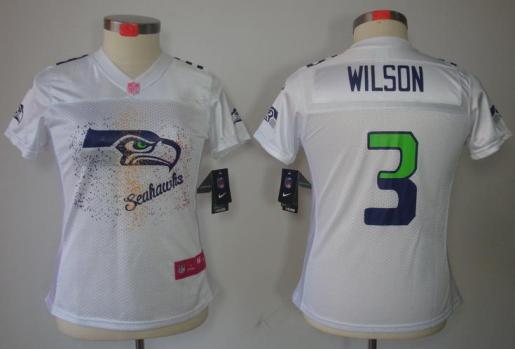 Cheap Women Nike Seattle Seahawks #3 Russell Wilson White FEM FAN Elite NFL Jersey