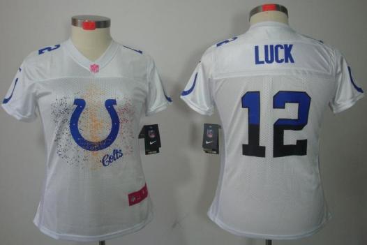 Cheap Women Nike Indianapolis Colts 12# Andrew Luck White FEM FAN Elite NFL Jersey