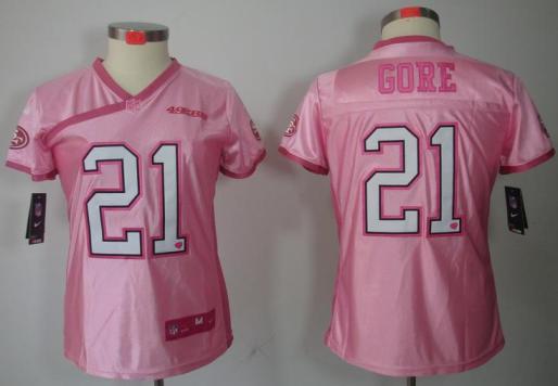 Cheap Women Nike San Francisco 49ers 21 Frank Gore Pink Love NFL Jerseys