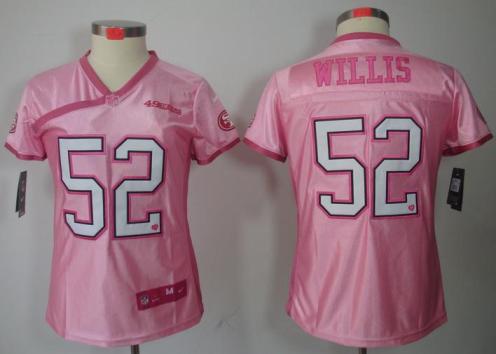 Cheap Women Nike San Francisco 49ers 52 Patrick Willis Pink Love NFL Jerseys