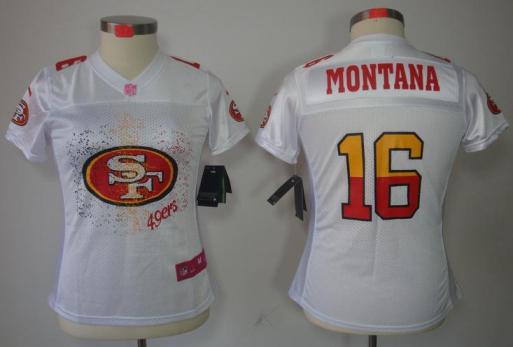 Cheap Women Nike San Francisco 49ers 16 Joe Montana White FEM FAN Elite NFL Jersey