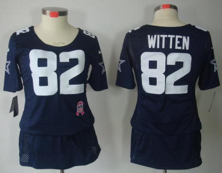 Cheap Women Nike Dallas Cowboys #82 Jason Witten Blue Breast Cancer Awareness NFL Jersey