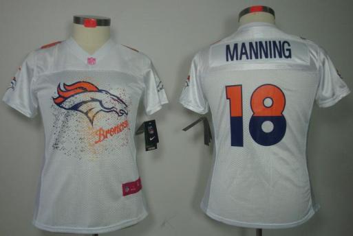Cheap Women Nike Denver Broncos 18# Peyton Manning White FEM FAN Elite NFL Jersey