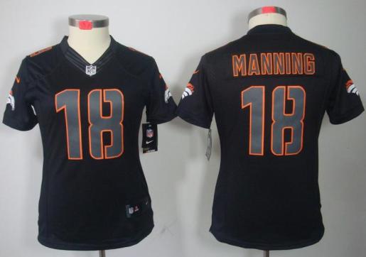 Cheap Women Nike Denver Broncos 18# Peyton Manning Black Impact Game LIMITED NFL Jerseys