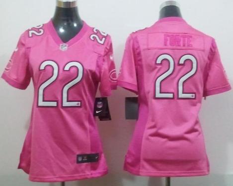 Cheap Women Nike Chicago Bears 22# Matt Forte Pink Love NFL Jerseys