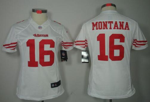 Cheap Women Nike San Francisco 49ers 16 Joe Montana White Game LIMITED NFL Jerseys