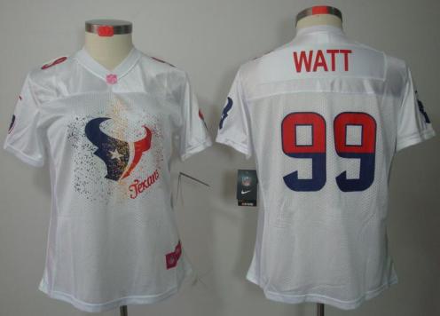 Cheap Women Nike Houston Texans 99# J.J. Watt White FEM FAN Elite NFL Jersey