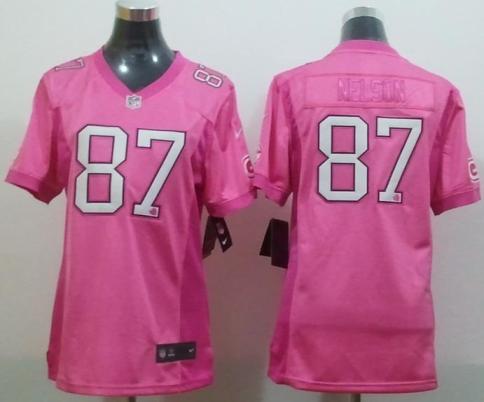 Cheap Women Nike Green Bay Packers #87 Jordy Nelson Pink Love NFL Jerseys