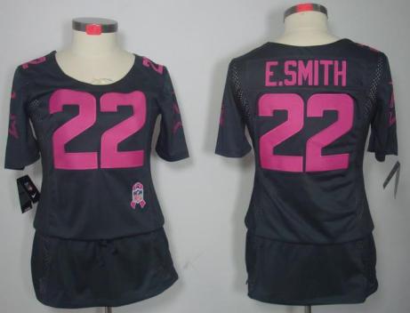 Cheap Women Nike Dallas Cowboys 22 E.SMITH Grey Breast Cancer Awareness NFL Jersey