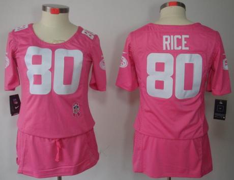 Cheap Women Nike San Francisco 49ers 80 Jerry Rice Pink Breast Cancer Awareness NFL Jersey