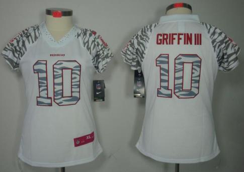 Cheap Women Nike Washington Redskins #10 Robert Griffin III Zebra Field Flirt Fashion NFL Jersey