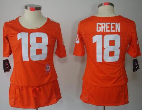 Cheap Women Nike Cincinnati Bengals 18# A.J.Green Orange Breast Cancer Awareness NFL Jersey