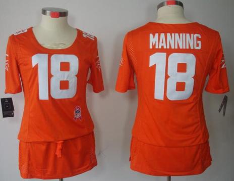 Cheap Women Nike Denver Broncos 18# Peyton Manning Orange Breast Cancer Awareness NFL Jersey