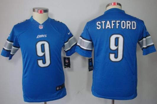 Kids Nike Detroit Lions 9# Matthew Stafford Blue Game LIMITED NFL Jerseys Cheap