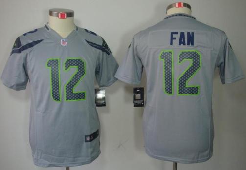 Kids Nike Seattle Seahawks 12# Fan Grey Game LIMITED NFL Jerseys Cheap