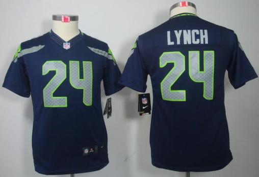 Kids Nike Seattle Seahawks 24# Marshawn Lynch Blue Game LIMITED NFL Jerseys Cheap