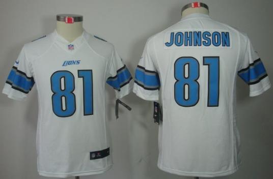 Kids Nike Detroit Lions 81# Calvin Johnson White Game LIMITED NFL Jerseys Cheap