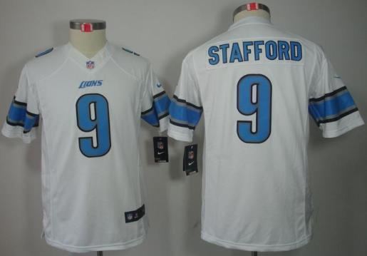 Kids Nike Detroit Lions 9# Matthew Stafford White Game LIMITED NFL Jerseys Cheap