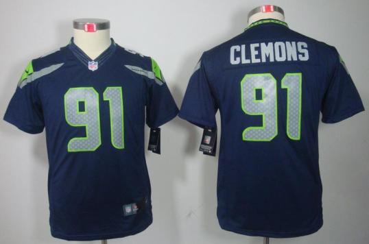 Kids Nike Seattle Seahawks 91 Chris Clemons Blue Game LIMITED NFL Jerseys Cheap