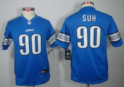 Kids Nike Detroit Lions 90# Ndamukong Suh Blue Game LIMITED NFL Jerseys Cheap