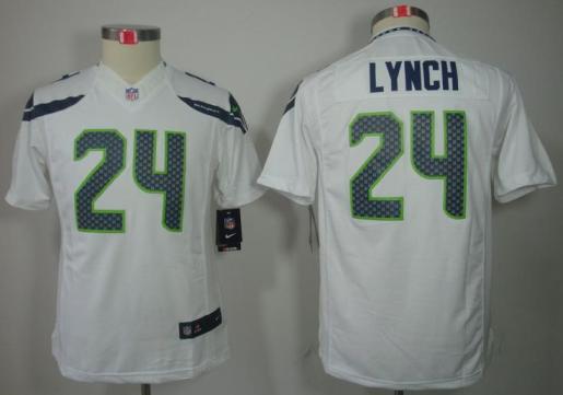 Kids Nike Seattle Seahawks 24# Marshawn Lynch White Game LIMITED NFL Jerseys Cheap