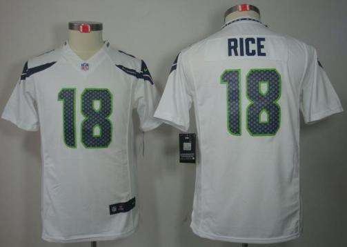 Kids Nike Seattle Seahawks 18# Sidney Rice White Game LIMITED NFL Jerseys Cheap