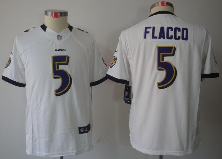 Kids Nike Baltimore Ravens #5 Joe Flacco White Game LIMITED NFL Jerseys Cheap