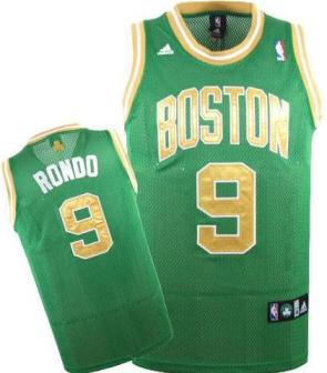 Kids Boston Celtics 9 Rajon Rondo Green NBA Jersey Gold Number Cheap