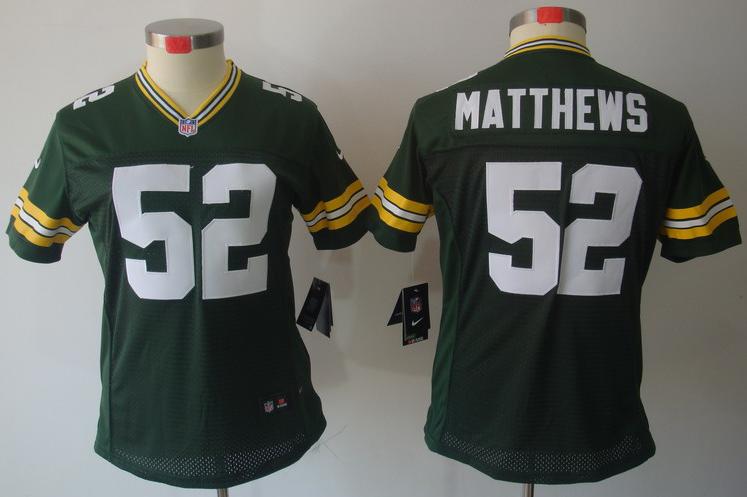 Cheap Women Nike Green Bay Packers #52 Clay Matthews Green Game LIMITED NFL Jerseys