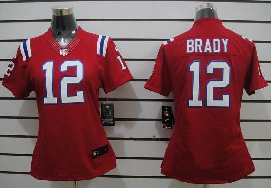 Cheap Women Nike New England Patriots 12 Tom Brady Red Game LIMITED NFL Jersey