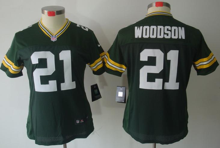 Cheap Women Nike Green Bay Packers #21 Charles Woodson Green Game LIMITED NFL Jerseys