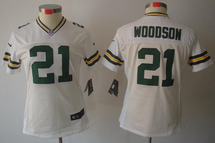 Cheap Women Nike Green Bay Packers #21 Charles Woodson White Game LIMITED NFL Jerseys