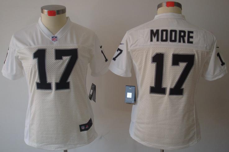 Cheap Women Nike Oakland Raiders #17 Denarius Moore White Game LIMITED NFL Jerseys