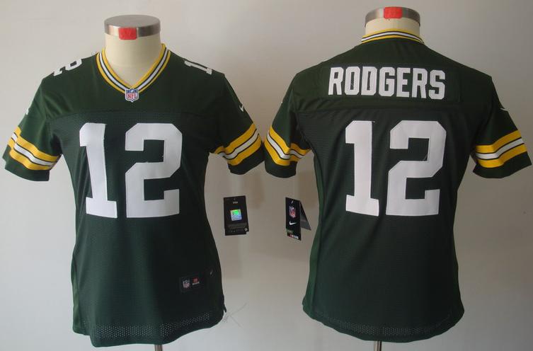 Cheap Women Nike Green Bay Packers #12 Aaron Rodgers Green Game LIMITED NFL Jerseys