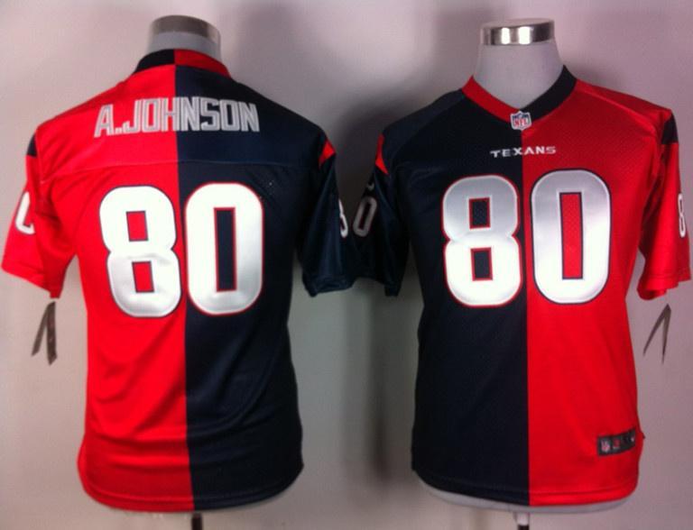 Kids Nike Houston Texans #80 Andre Johnson Blue-Red Split NFL Jerseys Cheap