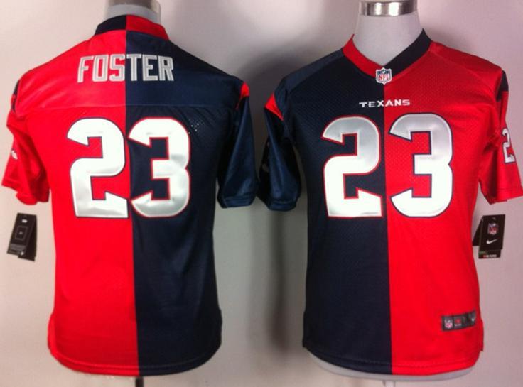 Kids Nike Houston Texans #23 Arian Foster Blue-Red Split NFL Jerseys Cheap