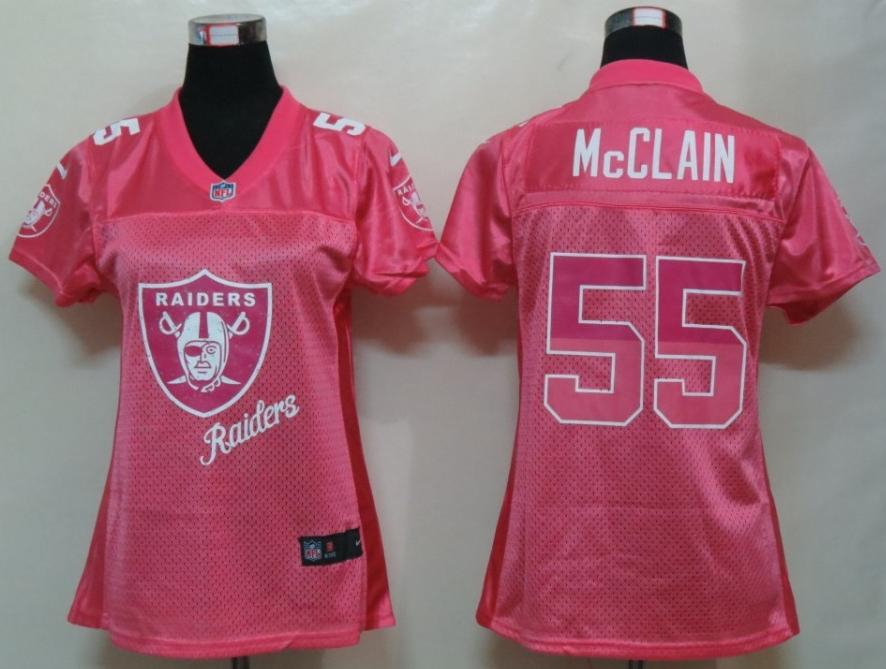 Cheap Women Nike Oakland Raiders #55 Rolando McClain Pink Women's FEM FAN Jersey