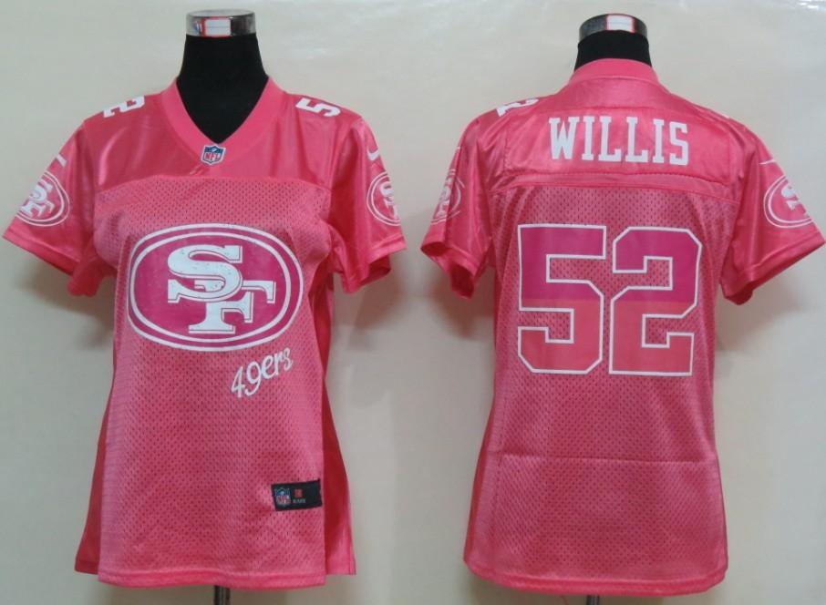 Cheap Women Nike San Francisco 49ers 52# Patrick Willis Pink Women's FEM FAN Jersey