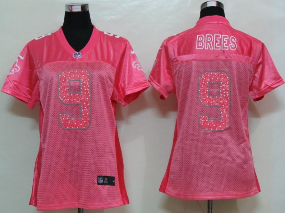 Cheap Women Nike New Orleans Saints 9# Drew Brees Pink NFL Jerseys