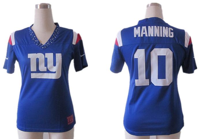 Cheap Women Nike New York Giants 10# Eli Manning Blue FEM FAN Field Flirt Fashion Jersey
