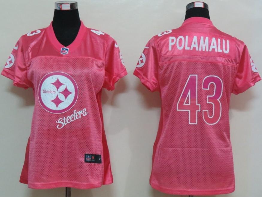 Cheap Women Nike Pittsburgh Steelers 43# Troy Polamalu Pink Women's FEM FAN Jersey