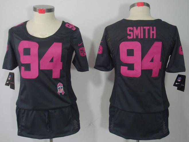 Cheap Women Nike San Francisco 49ers #94 Justin Smith Grey Breast Cancer Awareness NFL Jersey
